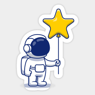 Cute Astronaut Holding Star Balloon Sticker